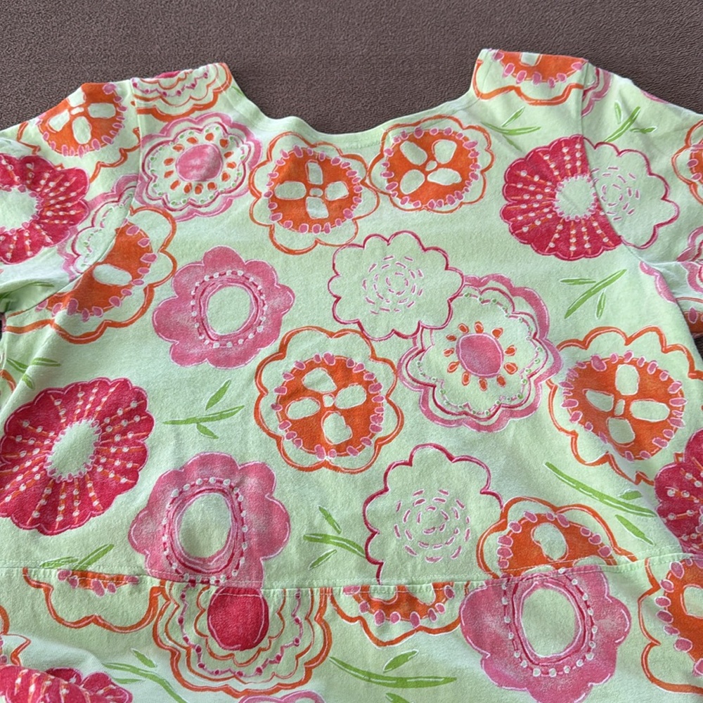 Ladies Small Fresh Produce Dress Size Small Green Pink Orange Floral Cotton (TD) - Picture 6 of 6